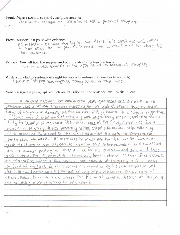 3 paragraph essay about integrity